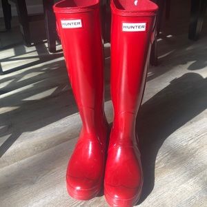 Hunter Original Tall Boot - Glossy Red Size 7